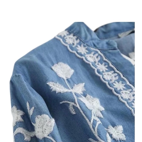 Bohemian Blue Embroidered Long Sleeve Top Jacket M - Picture 4 of 8